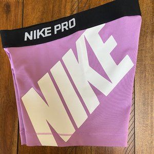 Violet Women's Nike Pro 3" Shorts w/ Logo - Size S